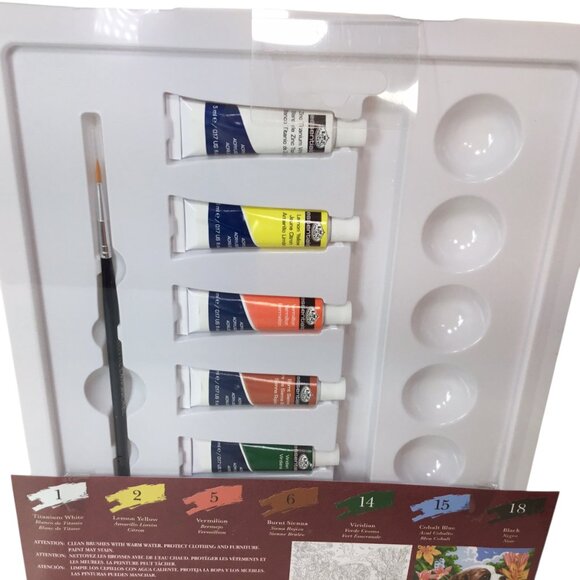 Paint by Number NEW Royal & Langnickel Puppy & Flowers PCS7 Canvas Acrylic Tubes - Picture 5 of 9